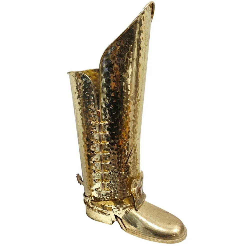 Vintage Hammered Brass Boot Umbrella Stand Luxury Storage Walking Sticks‎ Holder